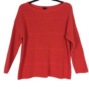 Talbots Pima Cotton Orange Boat Neck Ribbed Knit Sweater Heavyweight Size 2X